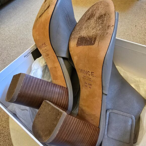 VINCE Faye Leather Booties – Gray, Peep Toe, Made in Italy – Size 10M (EUR 40) - Picture 11 of 13